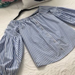 Michael Kors Off the Shoulder Striped Top